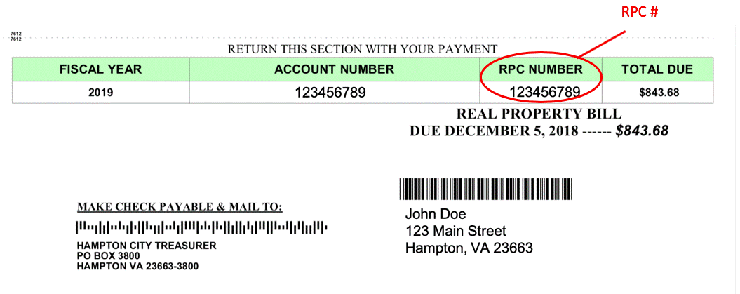 Real Estate Tax Bill Example